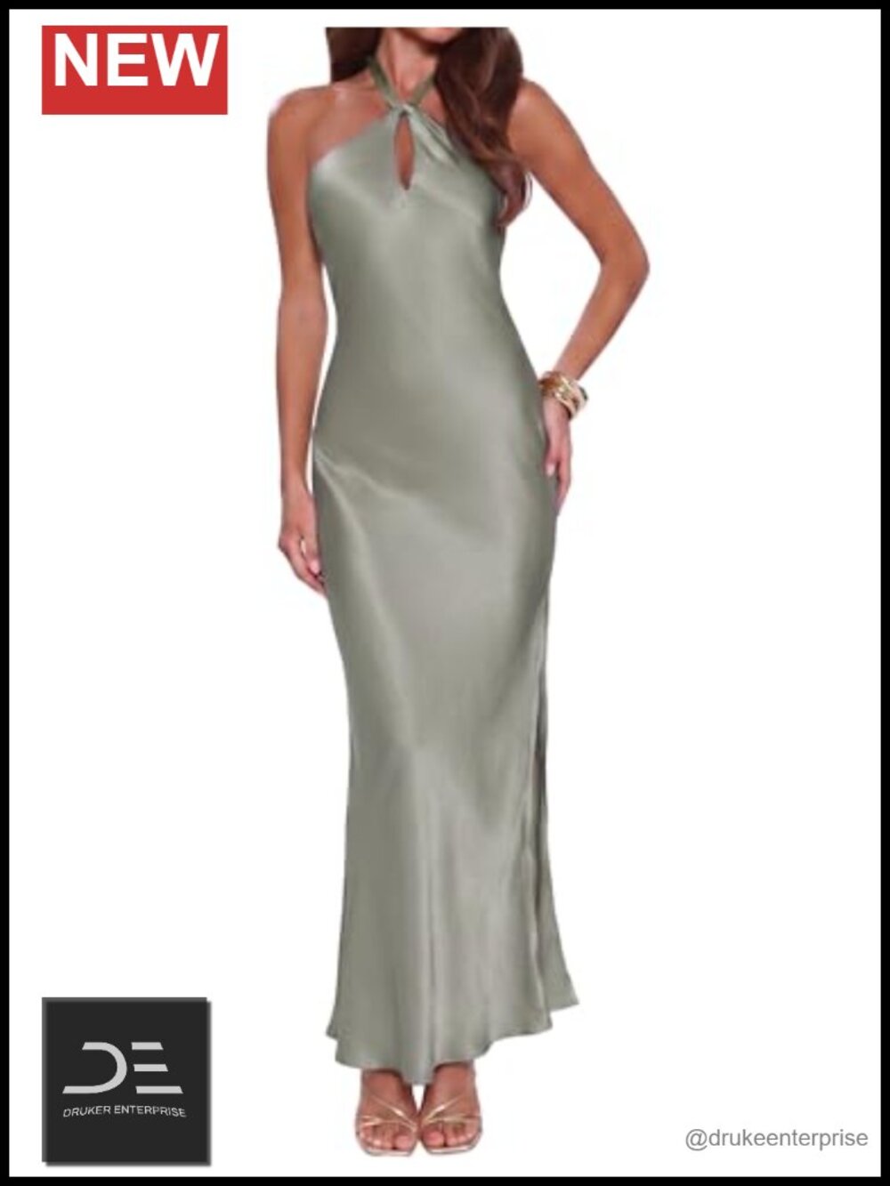 Satin Halter Maxi Dress Sleeveless Backless Formal Wedding Guest Bridesmaid
